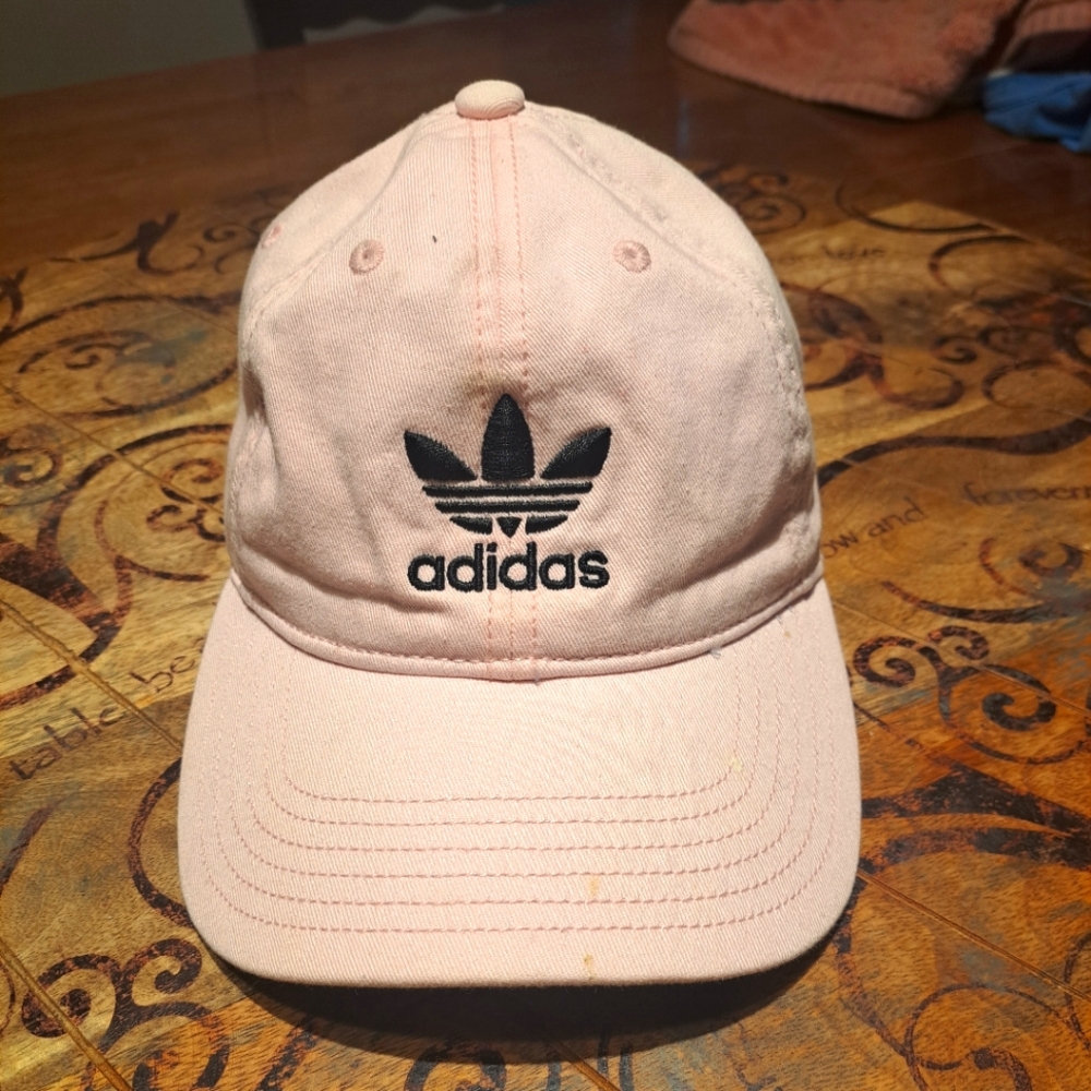 Adidas Cotton Embroidered Logo Baseball Hat Adult One Size Pink Adjustable